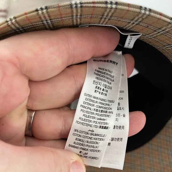 BURBERRY Cotton-blend Micro Check Bucket Hat In Traditional Burberry Pattern - Picture 14 of 16